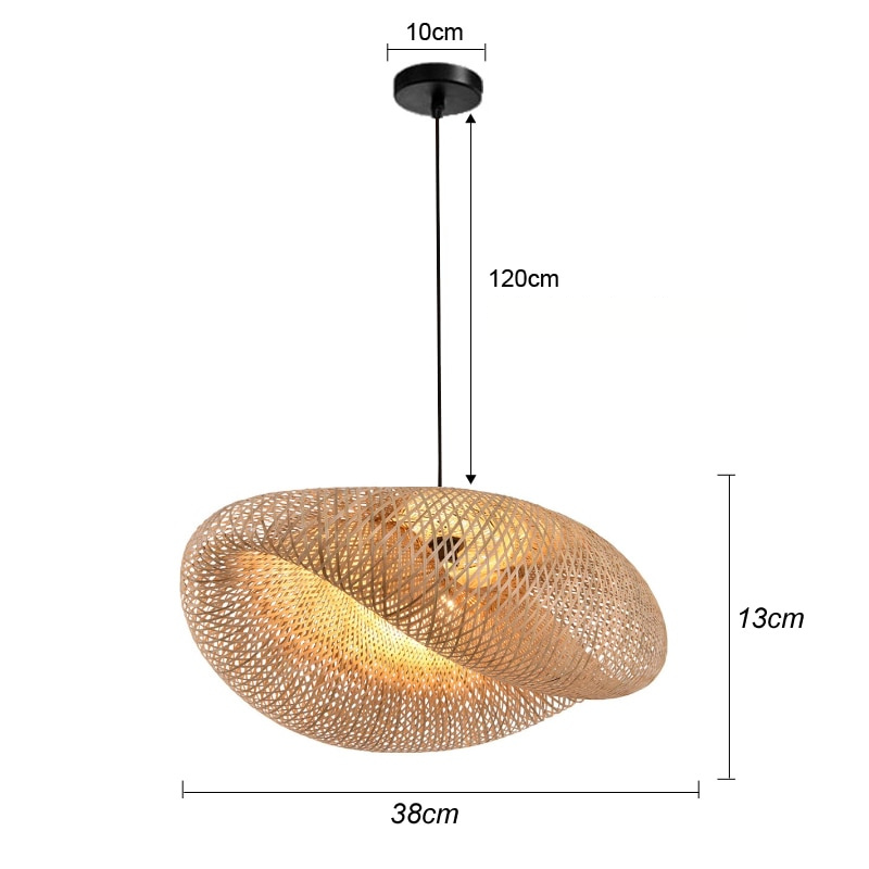 Natural Bamboo Pendant Light with Woven Shade