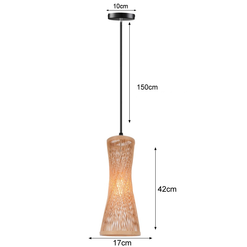 Natural Bamboo Pendant Light with Woven Shade