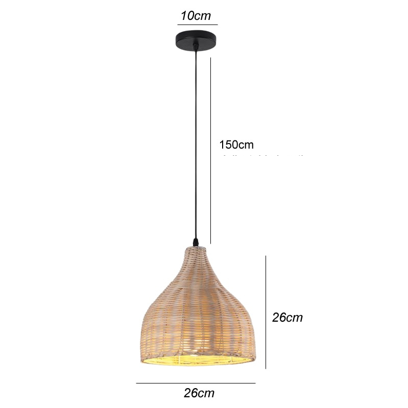 Natural Bamboo Pendant Light with Woven Shade
