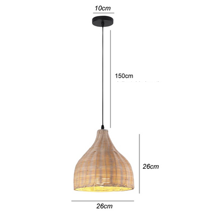 Natural Bamboo Pendant Light with Woven Shade