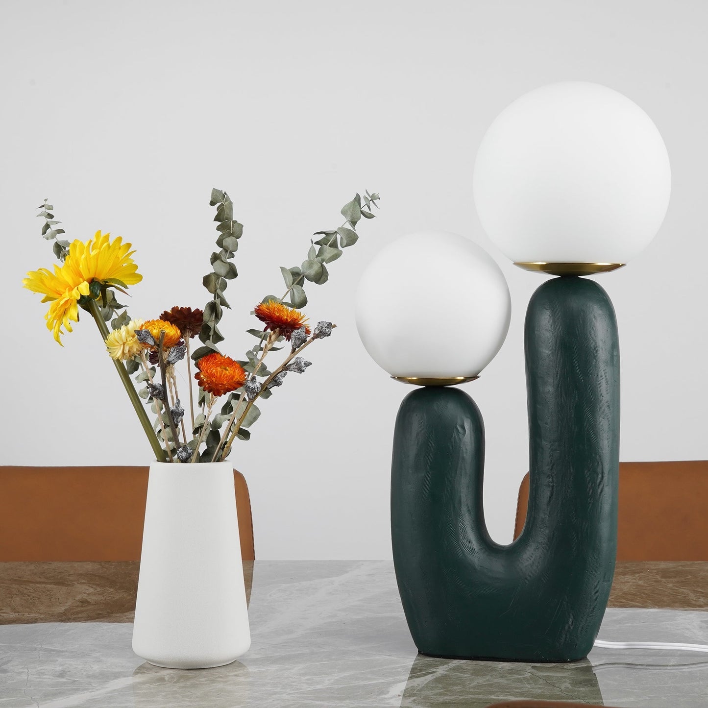 Elegant Glass and Metal Desk Lamp
