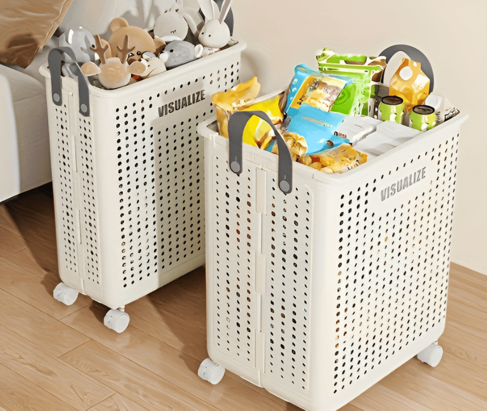 Portable Folding Laundry Cart with Wheels