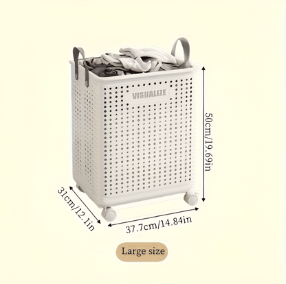 Portable Folding Laundry Cart with Wheels
