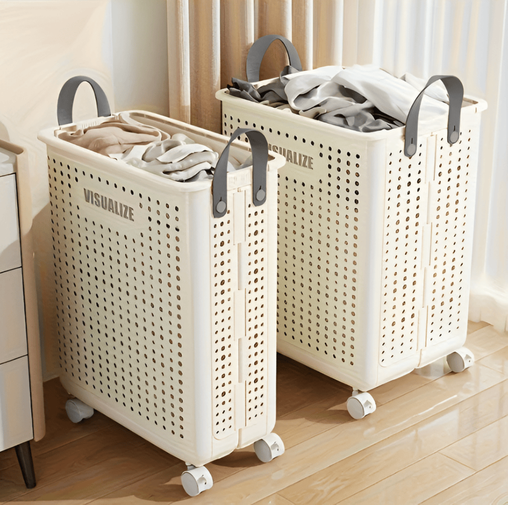 Portable Folding Laundry Cart with Wheels - Fesara
