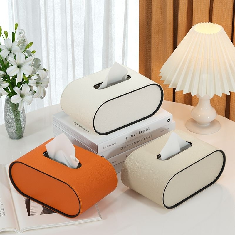 OvalElegance | Stylish Premium Leather Tissue Box for Chic Décor 2