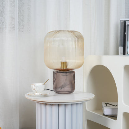 Elegant Round Glass Metal Table Lamp