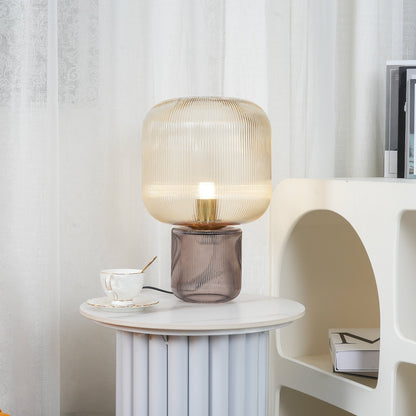 Elegant Round Glass Metal Table Lamp