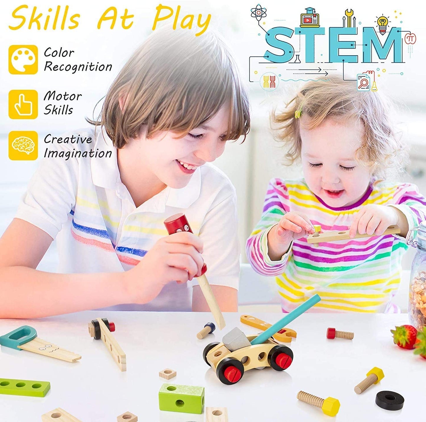 Fun Kids Tool Kit | Colorful Wooden Toy Box