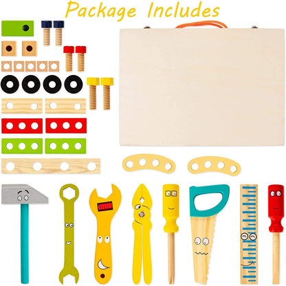 Fun Kids Tool Kit | Colorful Wooden Toy Box