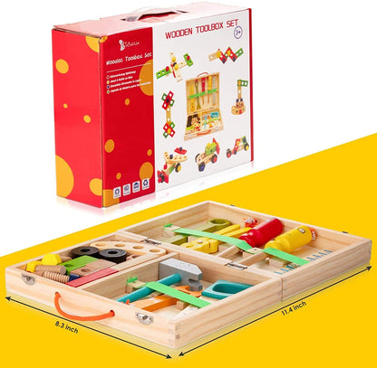 Fun Kids Tool Kit | Colorful Wooden Toy Box