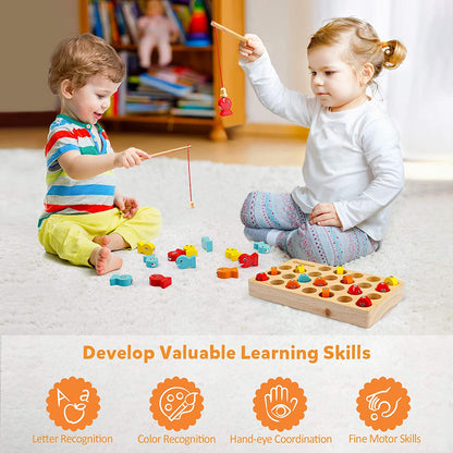 Fun Educational Wooden Fishing Game for Kids