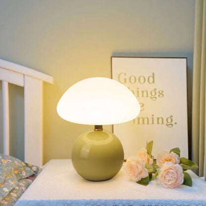 Rustic Mushroom Table Lamp - Warm Cream Bedroom Light