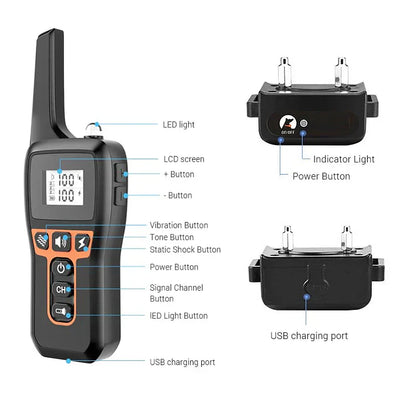 Waterproof Remote Dog Training Collar with Shock and Vibe