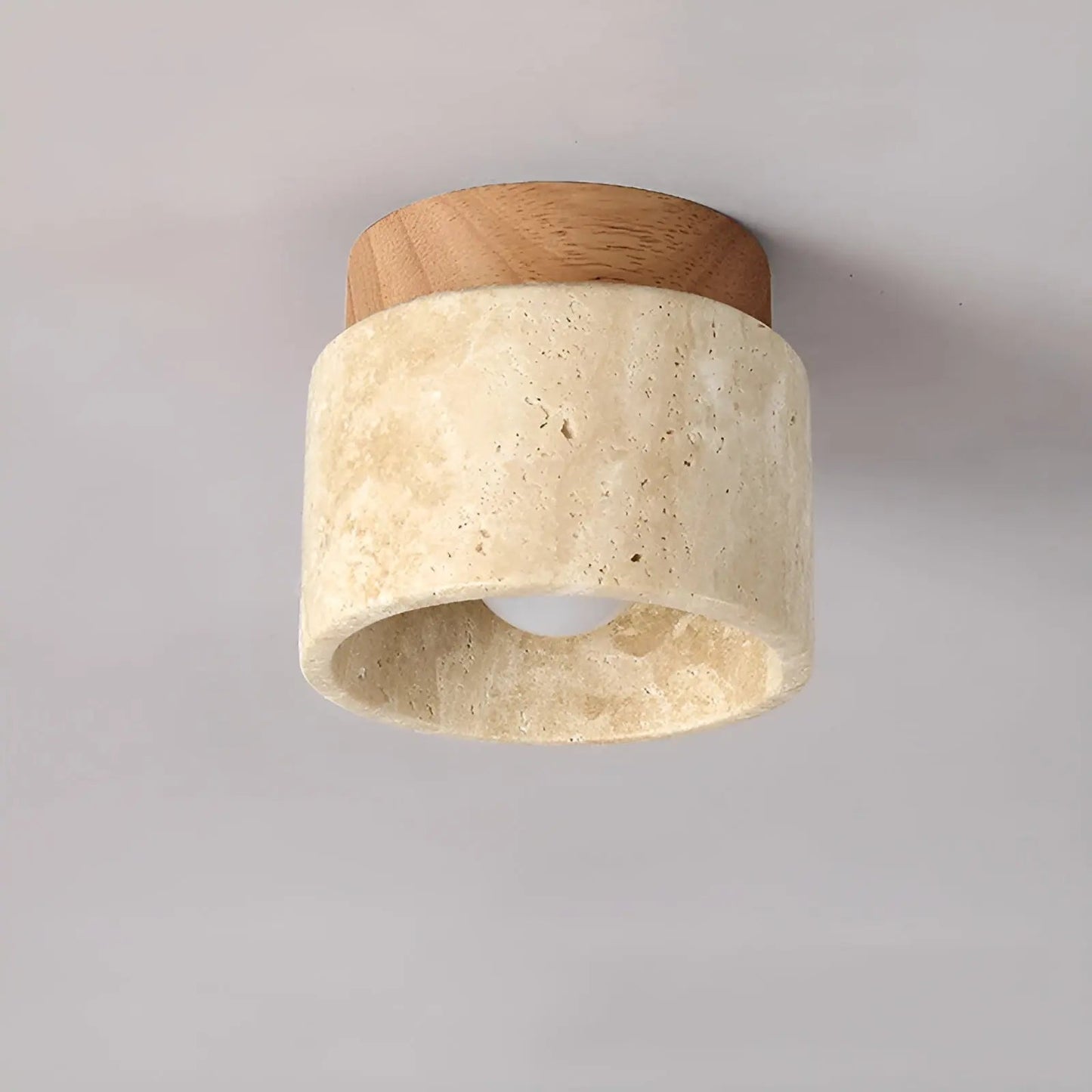 Natural Japanese Style LED Table Lamp with Stone Base