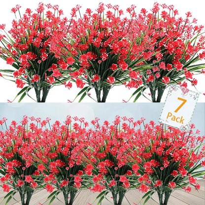 Durable Outdoor Artificial Flowers - 7 Piece Set