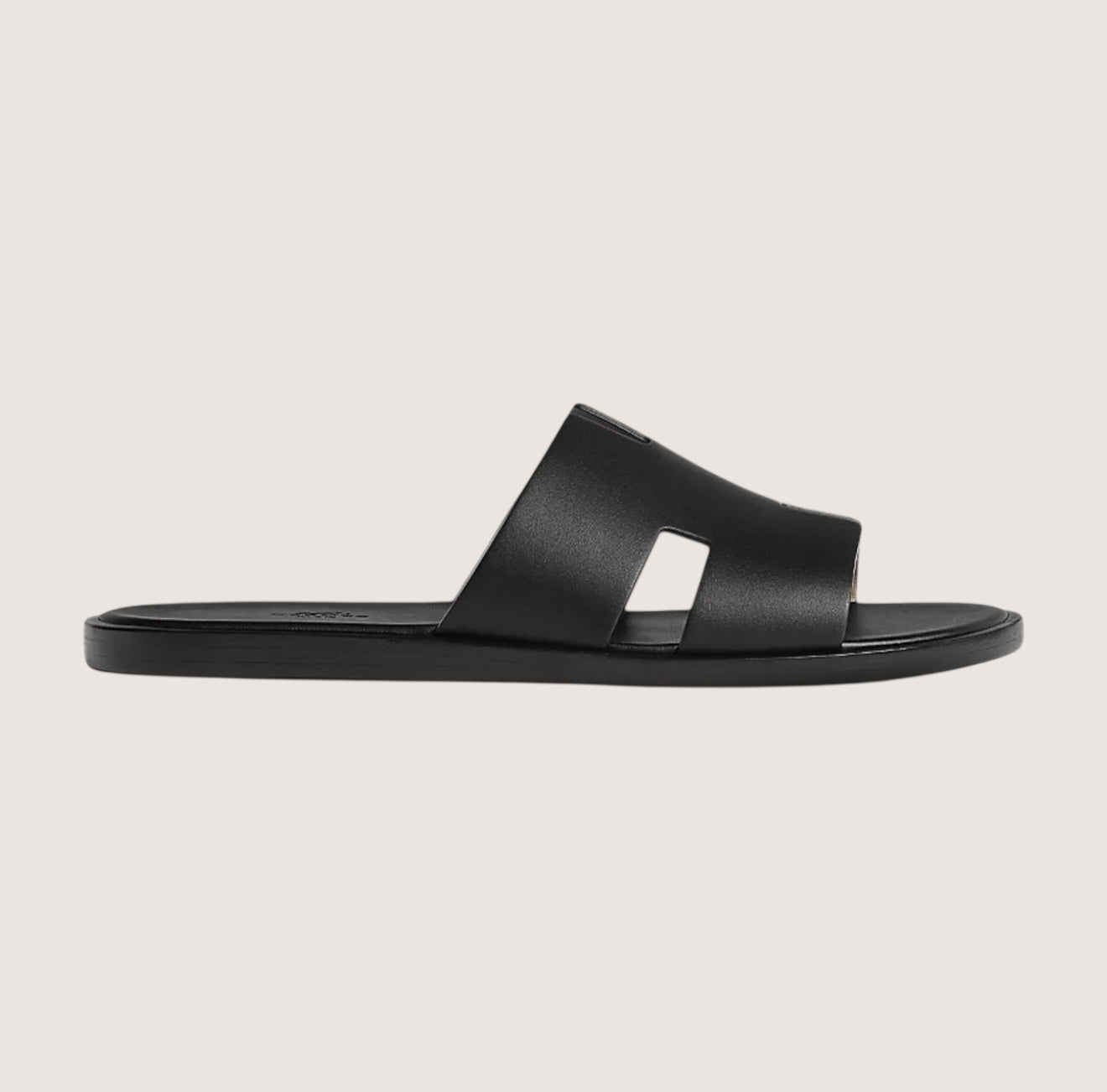 Classic Black Leather Mens Slide Sandals
