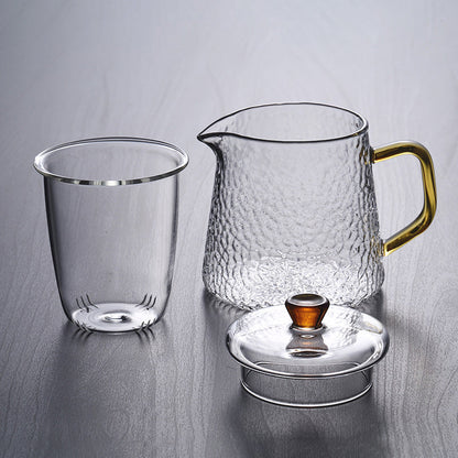 Premium Glass Teapot with Strainer and Gold Handle