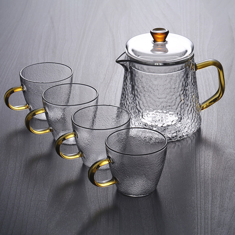 Premium Glass Teapot with Strainer and Gold Handle