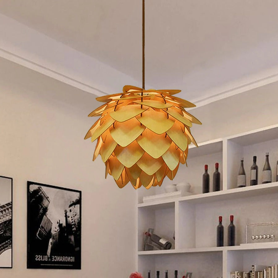 Natural Wood Kitchen Pendant Light Fixture - Fesara