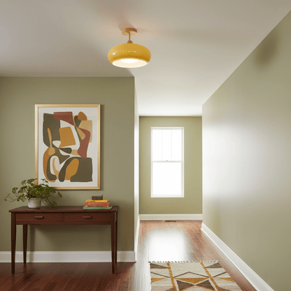 Rustic Wood Glass Semi Flush Mount Ceiling Light