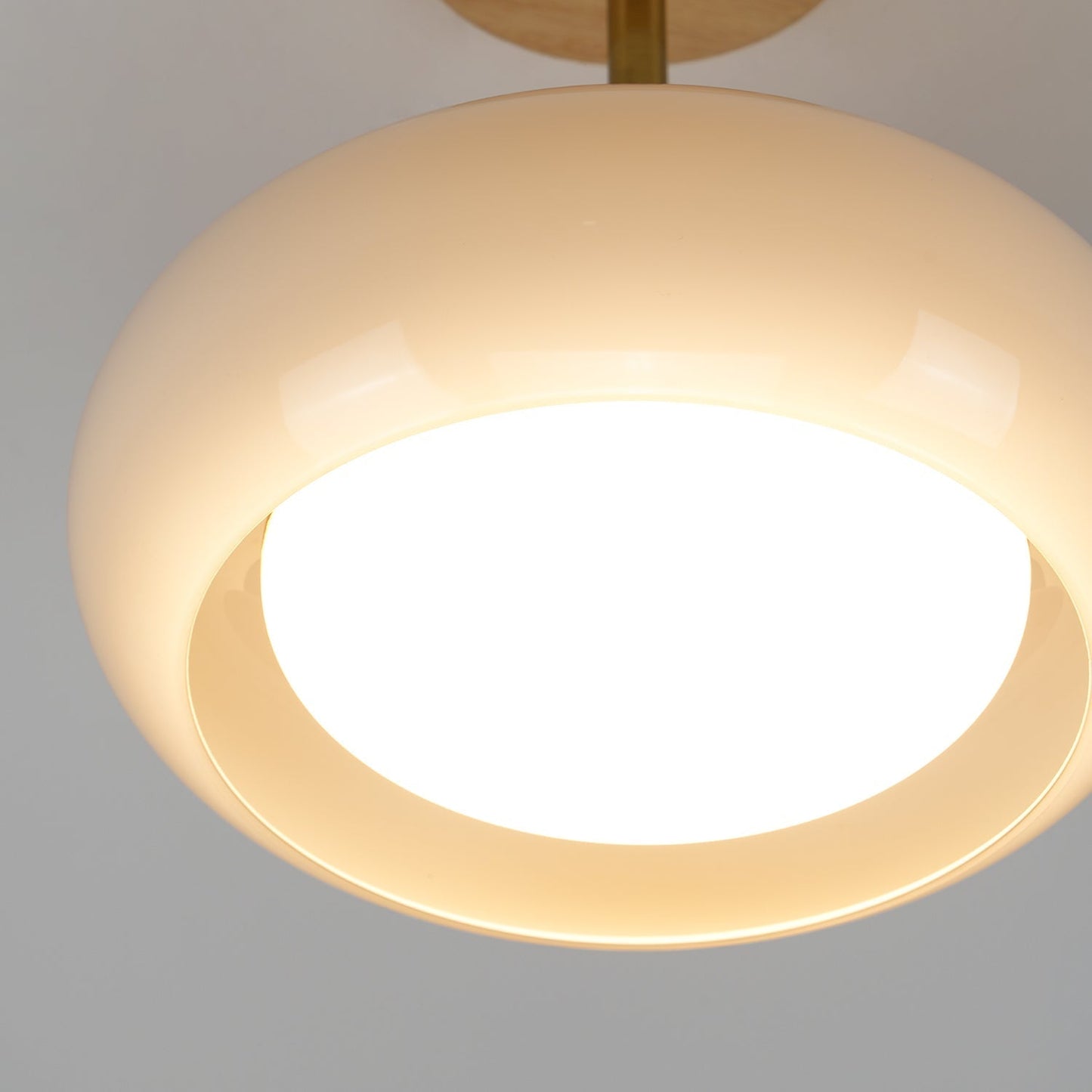 Rustic Wood Glass Semi Flush Mount Ceiling Light