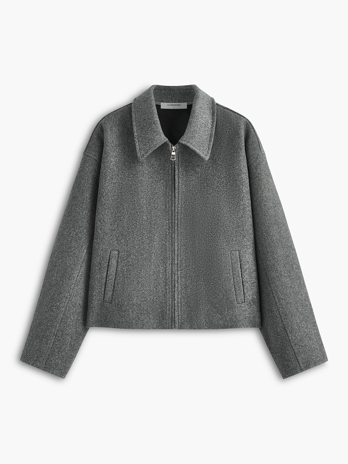 Plain Zipper Tweed Jacket 4