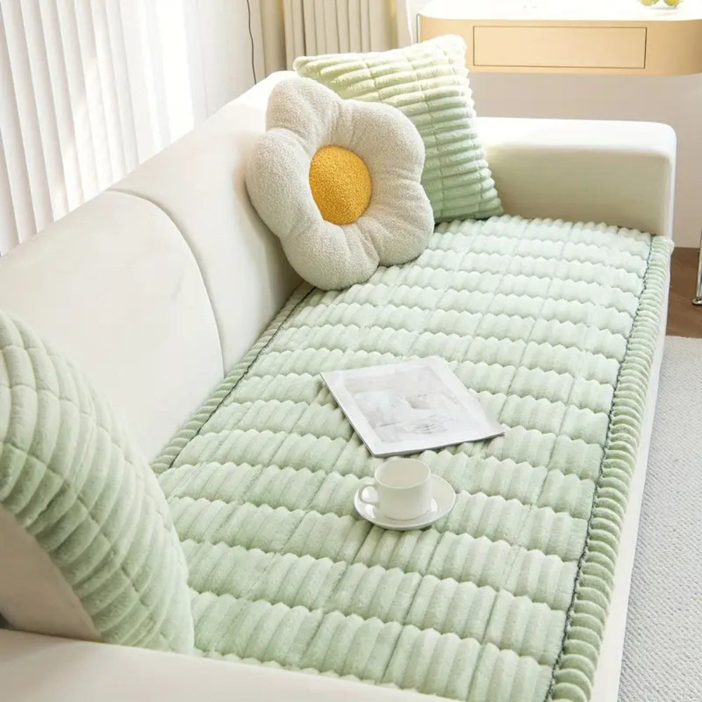Soft Couch Cover with Ruffled Trim - Fesara
