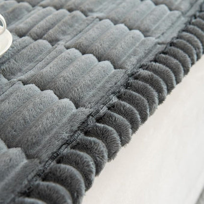 Ruffled Trim Faux Leather Sofa Slipcover