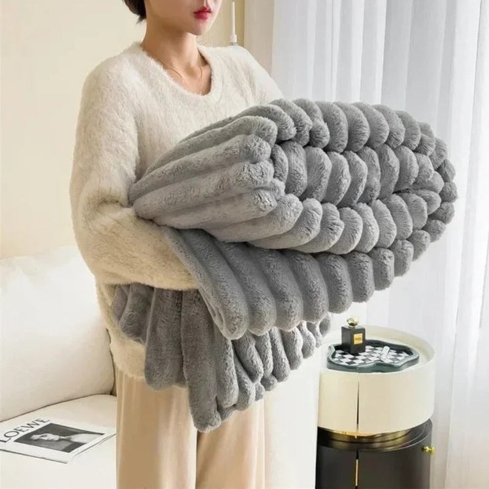 Plush Textured Throw Blanket Cozy All Season Home Decor