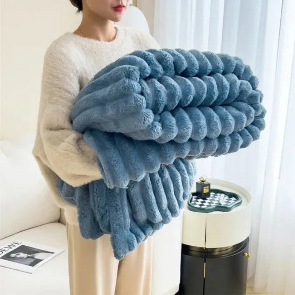 Plush Textured Throw Blanket Cozy All Season Home Decor