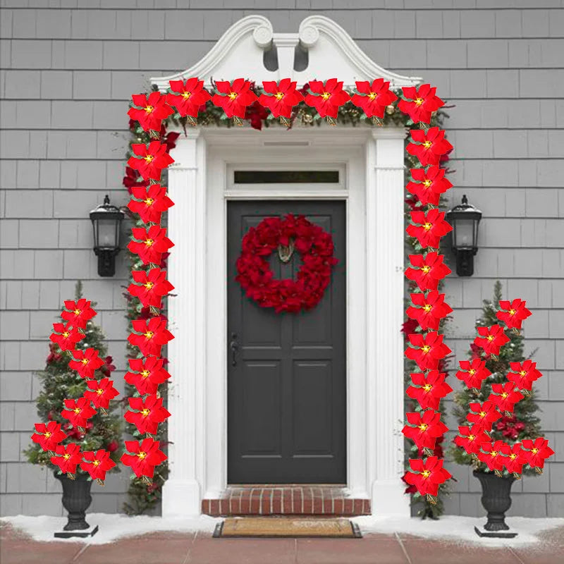 Poinsettia Glow | Christmas Star Flower Garland Lights 4