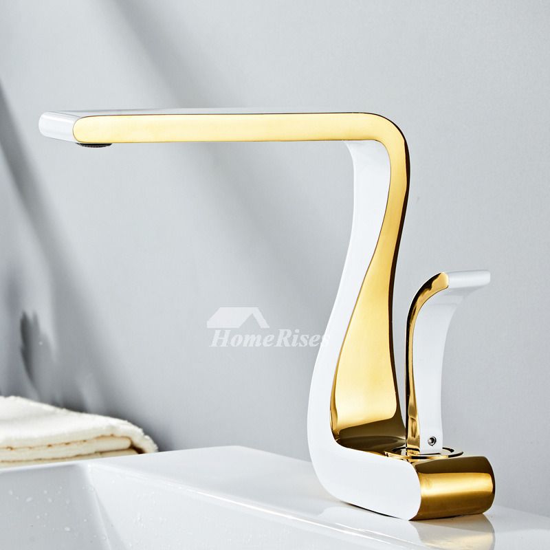 Sleek Gold Single Handle Bathroom Faucet Modern Brass Finish - Fesara