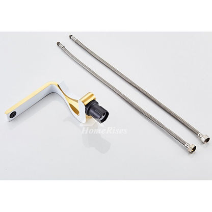 Sleek Gold Single Handle Bathroom Faucet Modern Brass Finish