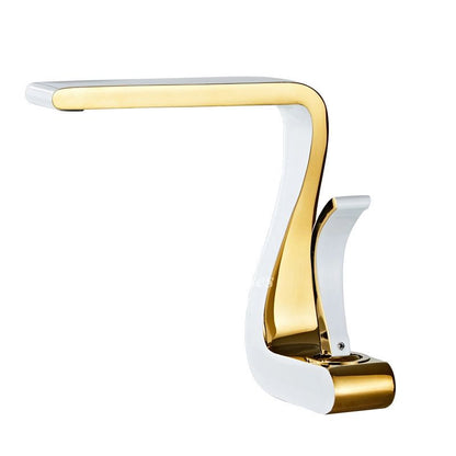 Sleek Gold Single Handle Bathroom Faucet Modern Brass Finish