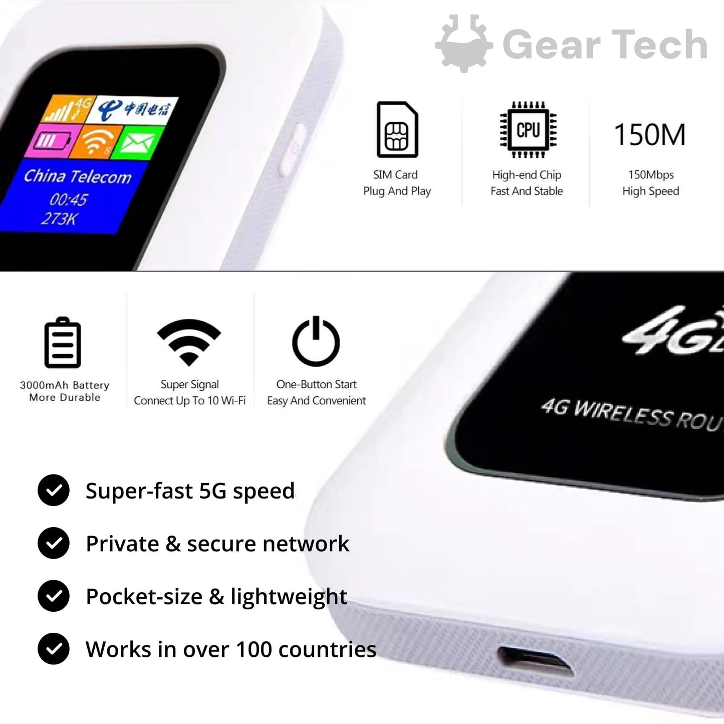 Compact Mobile Wi-Fi Hotspot for Travel and Home Use