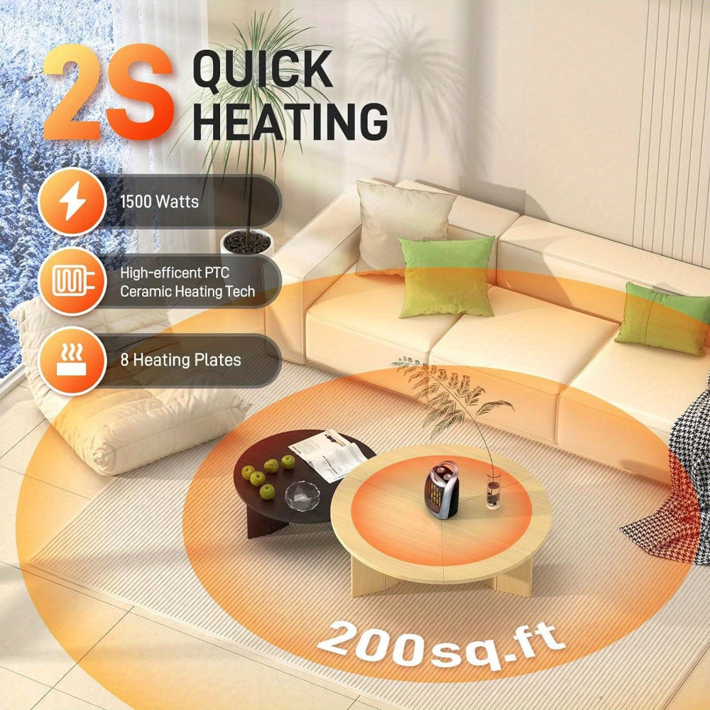 Portable Electric Space Heater Adjustable Thermostat Indoor Use 4