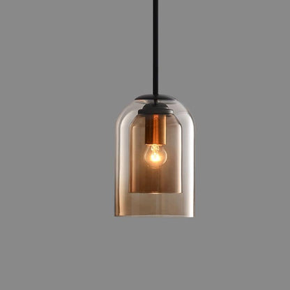 Vintage Glass Pendant Light with Metal Accents
