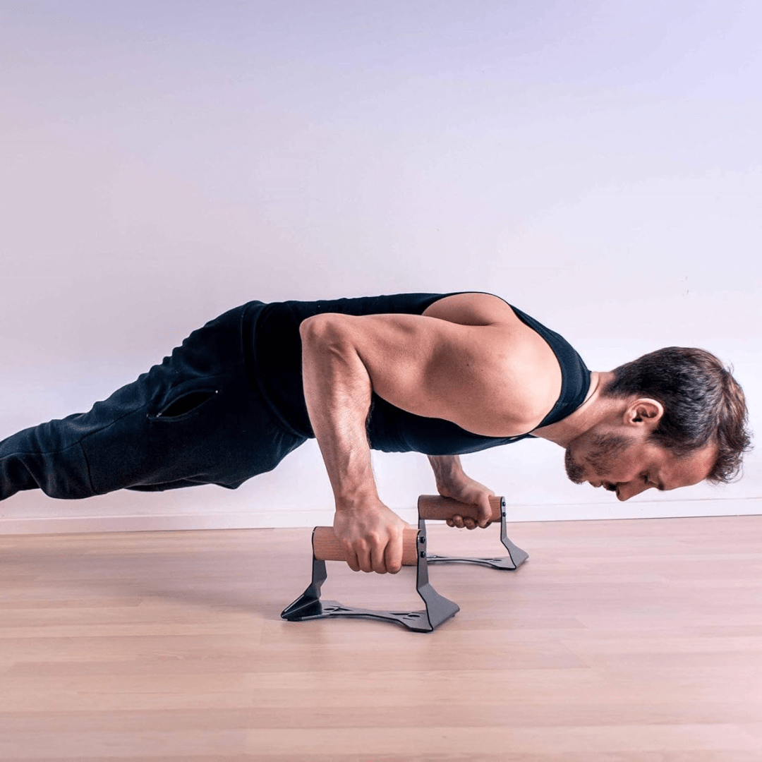 Sturdy Wood Push Up Bars with Strong Metal Base - Fesara