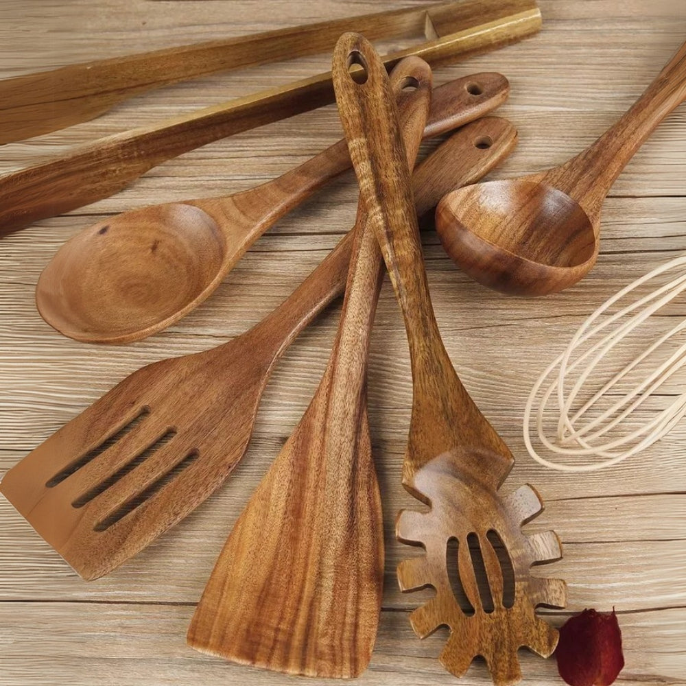 Natural Wood Kitchen Tool Set for Daily Use