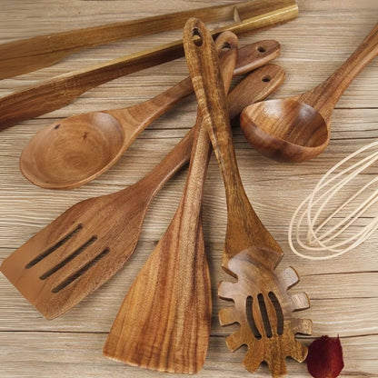 Natural Wood Kitchen Tool Set for Daily Use
