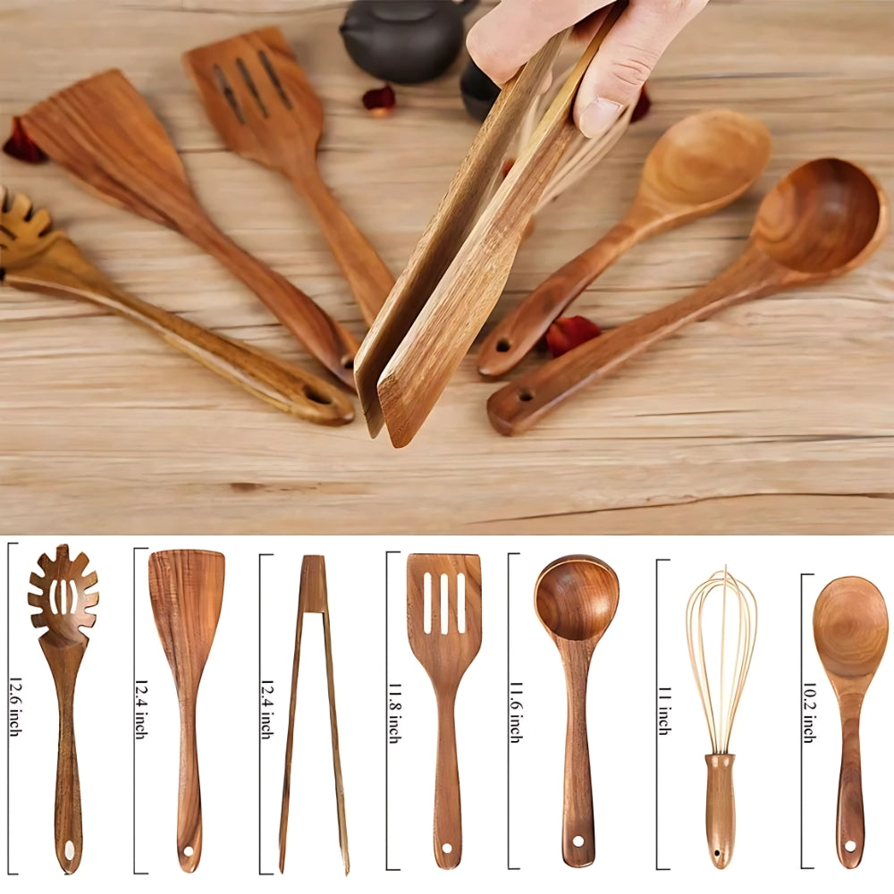 Natural Wood Kitchen Tool Set for Daily Use