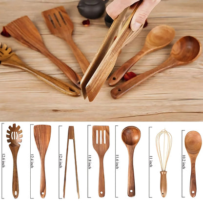 Natural Wood Kitchen Tool Set for Daily Use