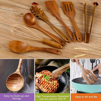 Natural Wood Kitchen Tool Set for Daily Use