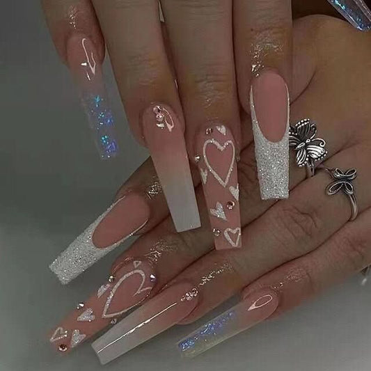 Easy Apply 24-Piece Press On Nail Kit with Pink Gel Finish - Fesara