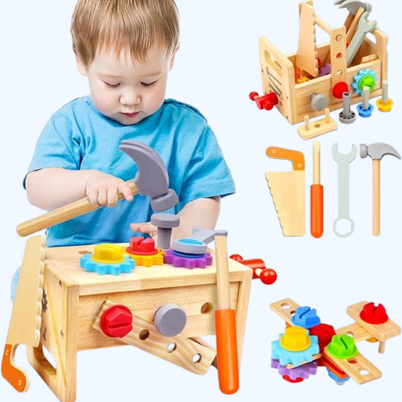 Kids Wooden Tool Kit Set Educational Toy - Fesara