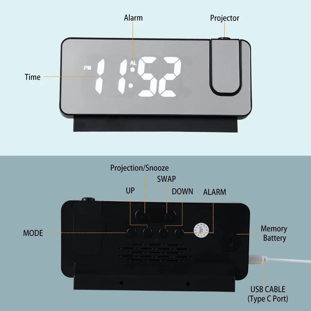 Digital LED Clock Radio with Mirror Finish Display