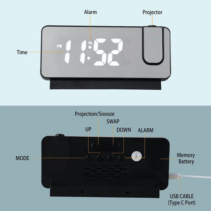 Digital LED Clock Radio with Mirror Finish Display