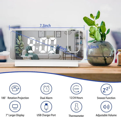 Digital LED Clock Radio with Mirror Finish Display