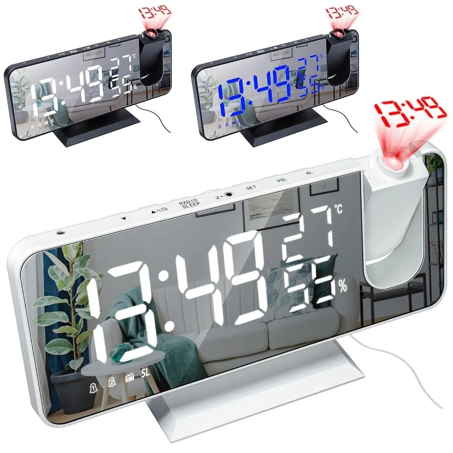 Digital LED Clock Radio with Mirror Finish Display