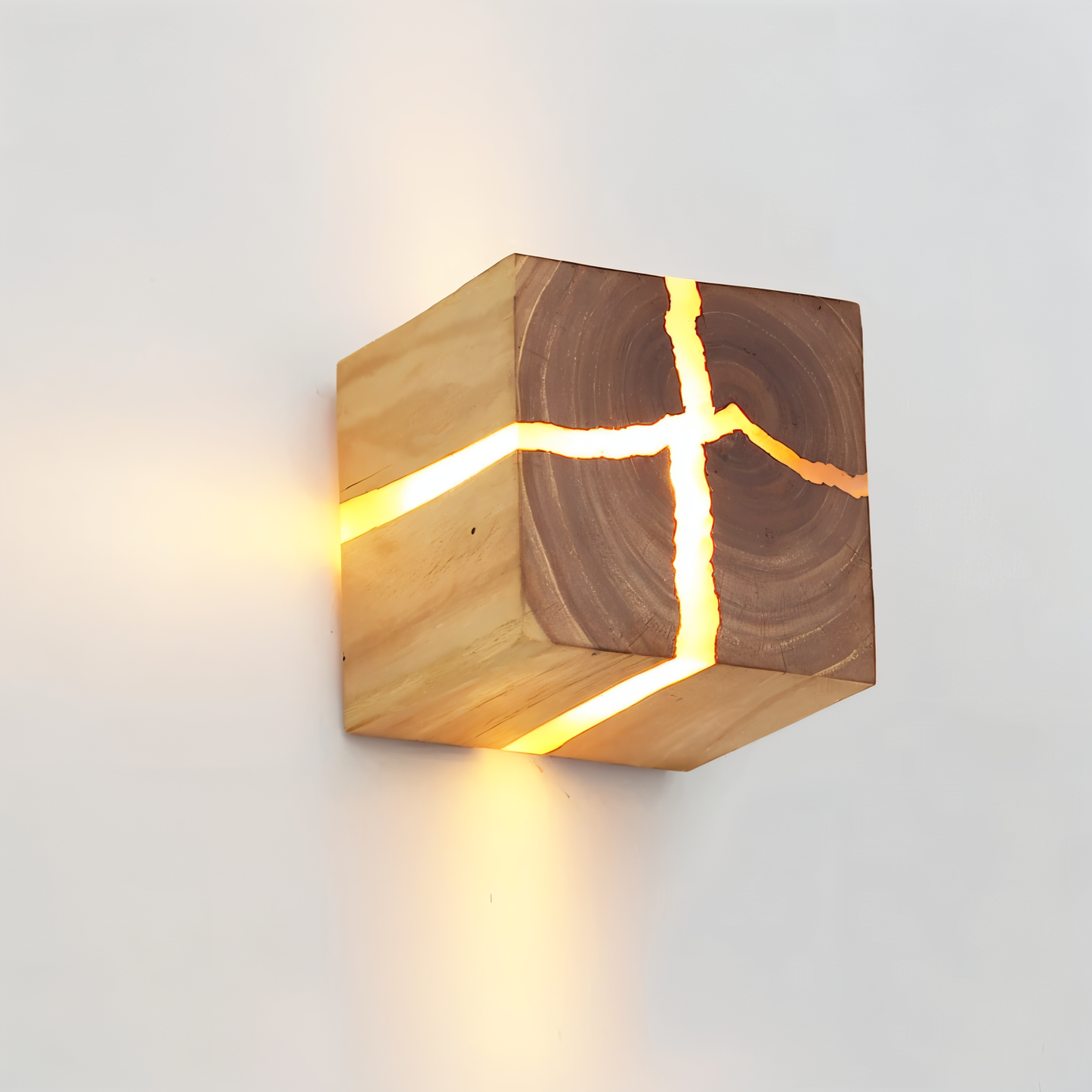 Unique Textured Wooden LED Wall Light